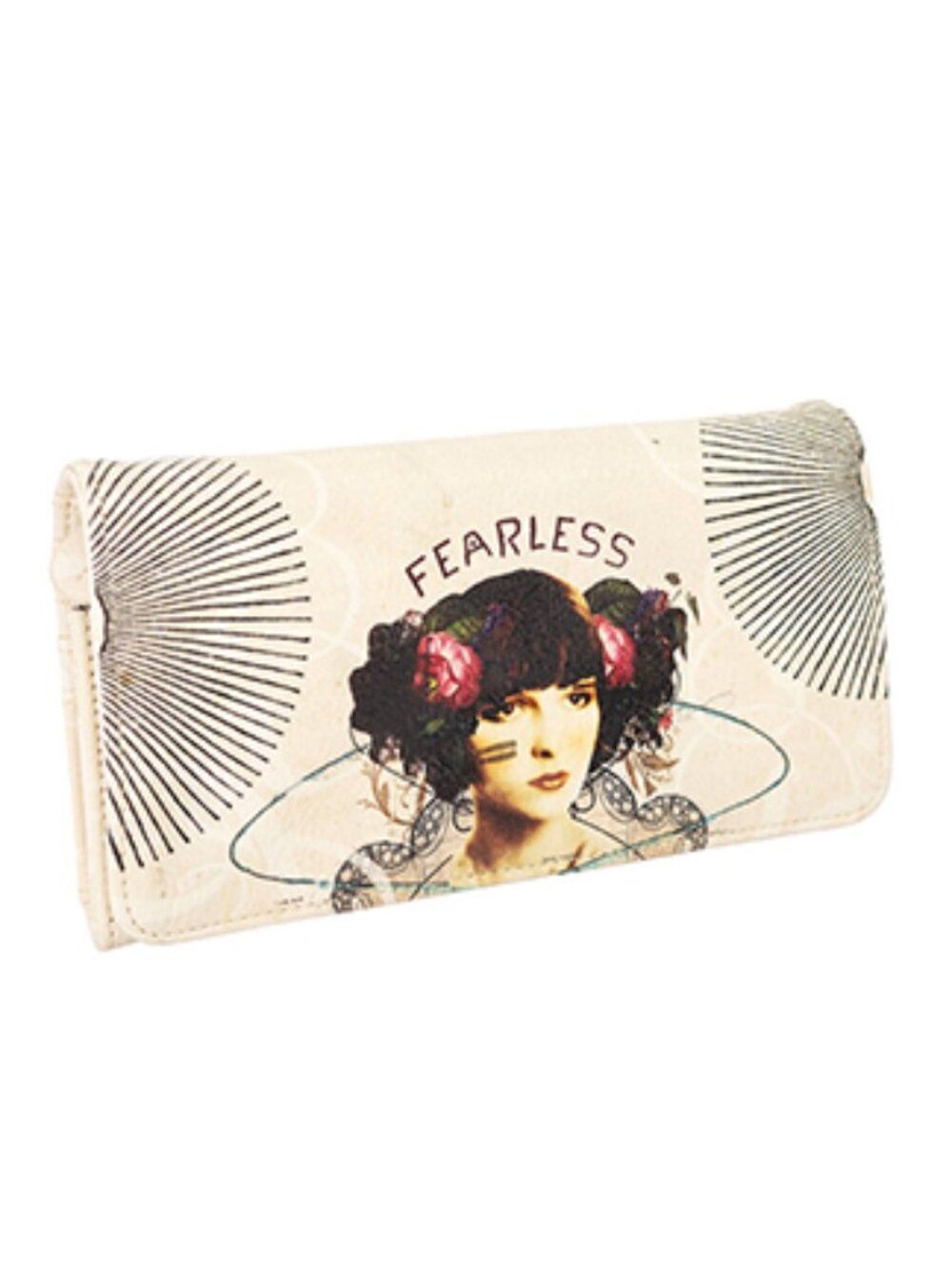New NWT Papaya Art "Fearless"  Trifold Wallet   Great Gift!   Vegan Leather